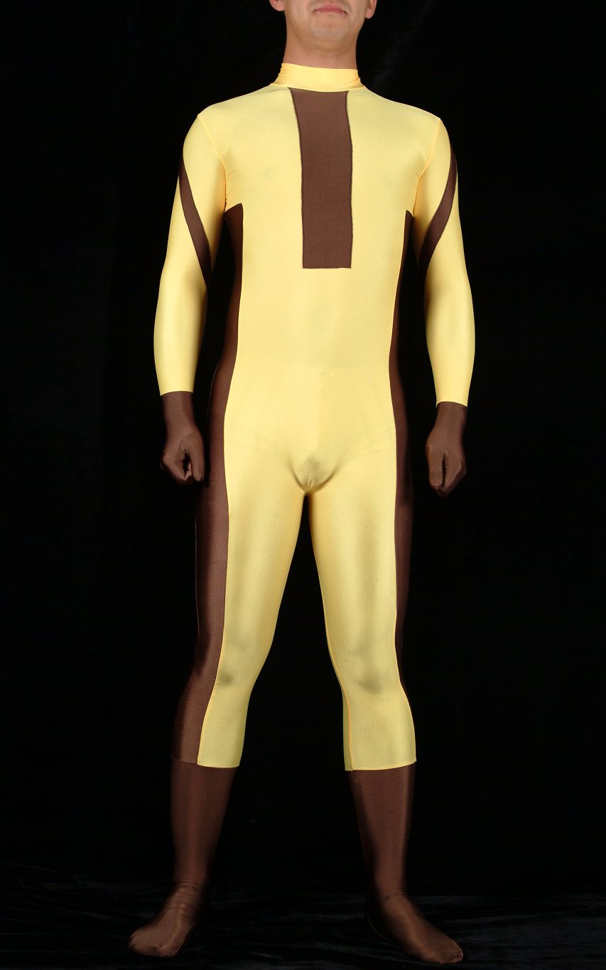 Yellow Brown Spandex Lycra Catsuit